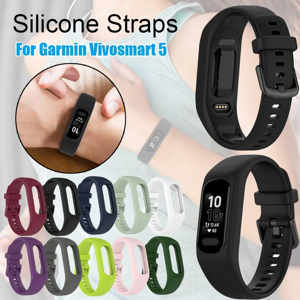 1PC Classic Silicone Sports Straps For Garmin Vivosmart 5 Smart Bands Watch Accessories Replacement Bracelet Band