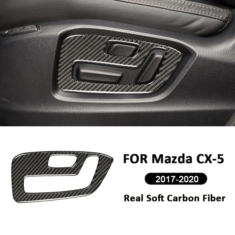 

For Mazda CX-5 2017-2020 Carbon Fiber Car Power Seat Adjustment Panel Trim Frame Decoration Sticker Interior Accessories