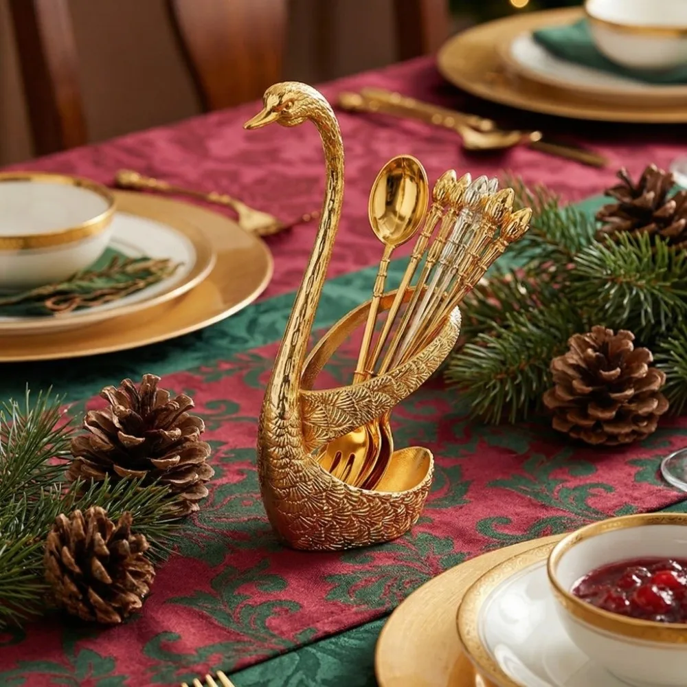 

Kitchen Gadgets Elegant Swan Tableware Set Luxury Creative Coffee Spoons Nordic Mixing Dessert Utensils Dessert Preparation