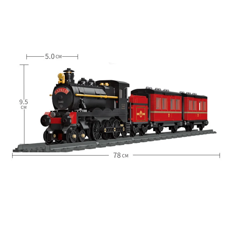 MOC Western Union Train Pacific Wagon Train Building Blocks Set Steam Locomotive Germany Big Carriage Vehicle Boy Toys Xmas Gift