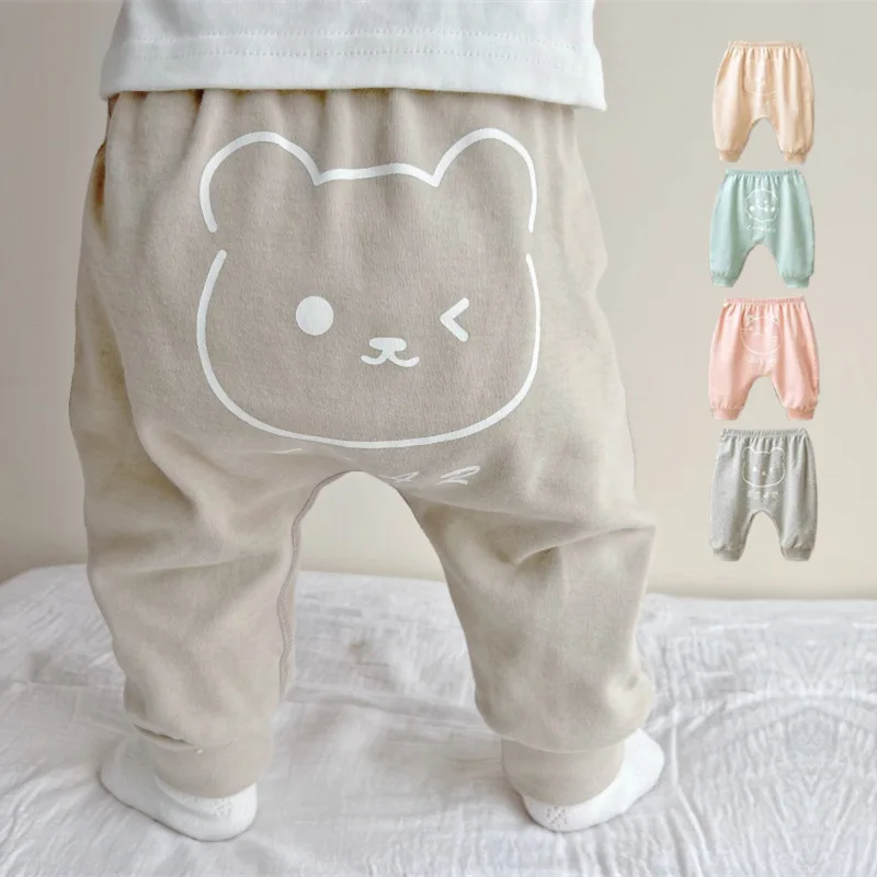 

0-3T Baby Big Butt Pants 100% Cotton Harem Joggers, Loose Cuffed Pants fBoys Girls, Casual Outdoor Wear for Spring/Fall