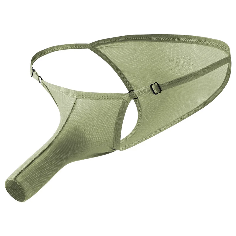 

Men Erotic Elephant Trunk Style Front-Opening Adjustable Waistband Summer Ice Silk Breathable Elastic Briefs Gays Sexy Underwear