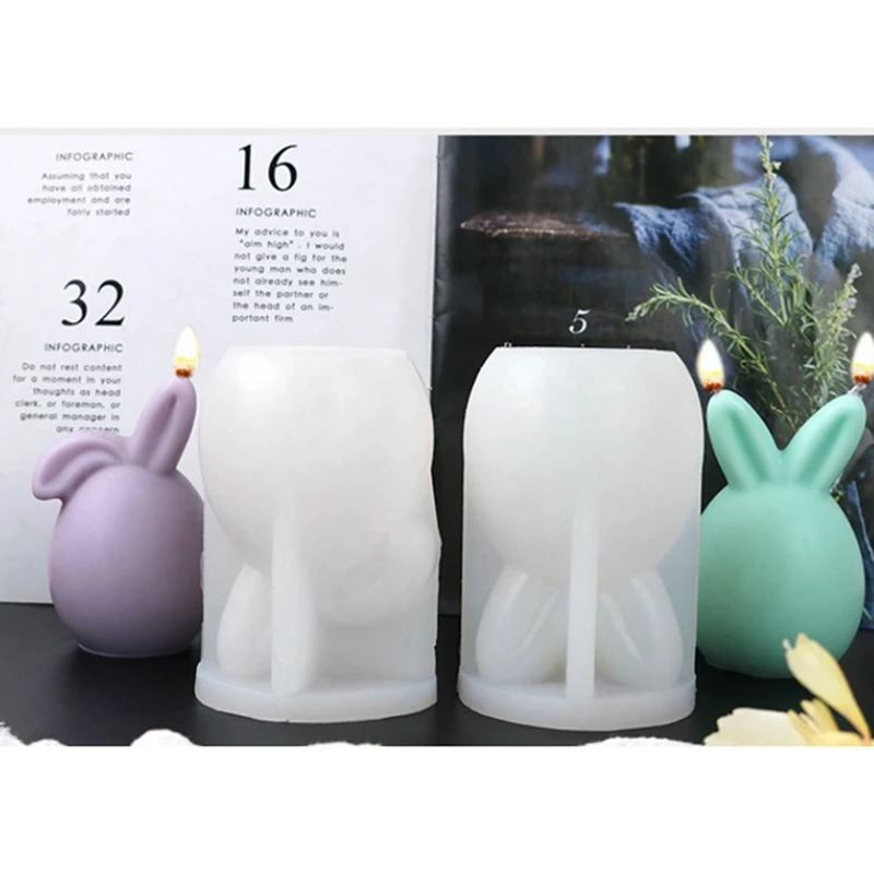 2Pcs 3D Rabbit Silicone Mold Durable, Flexible & Easy To Use For Fondant, Chocolate, Cake Decor