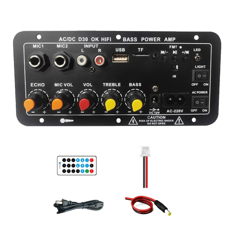 

D30 Car 12V-24V Amplifier Board Car Bluetooth Audio Amplifiers With Treble And Bass Control EU Plug Durable