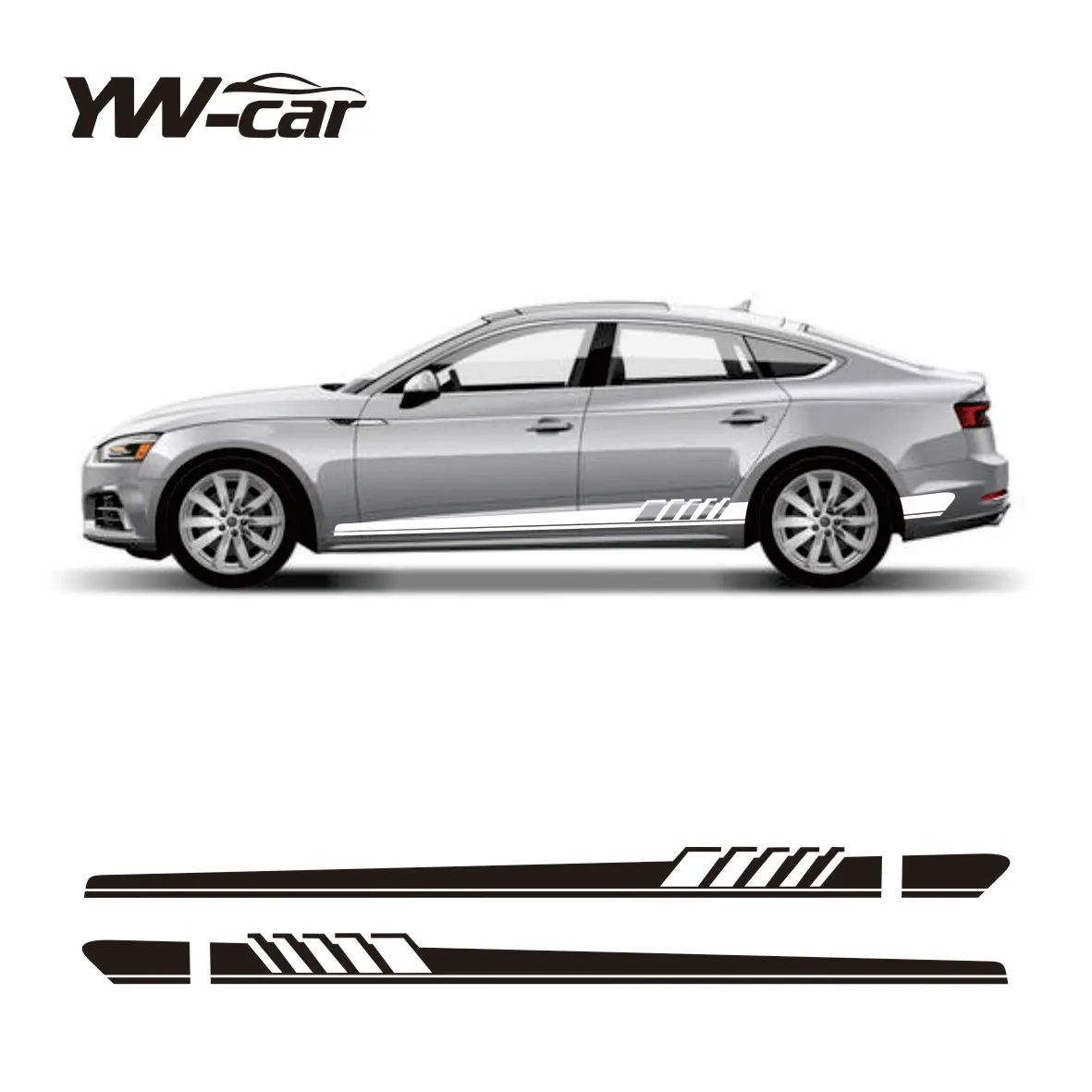 2 Pcs High - Quality Racing Sport Car Door Side Skirt Stripes Stickers: Perfect Vinyl Decal Accessories for Audi A3, A4, A5, A6,