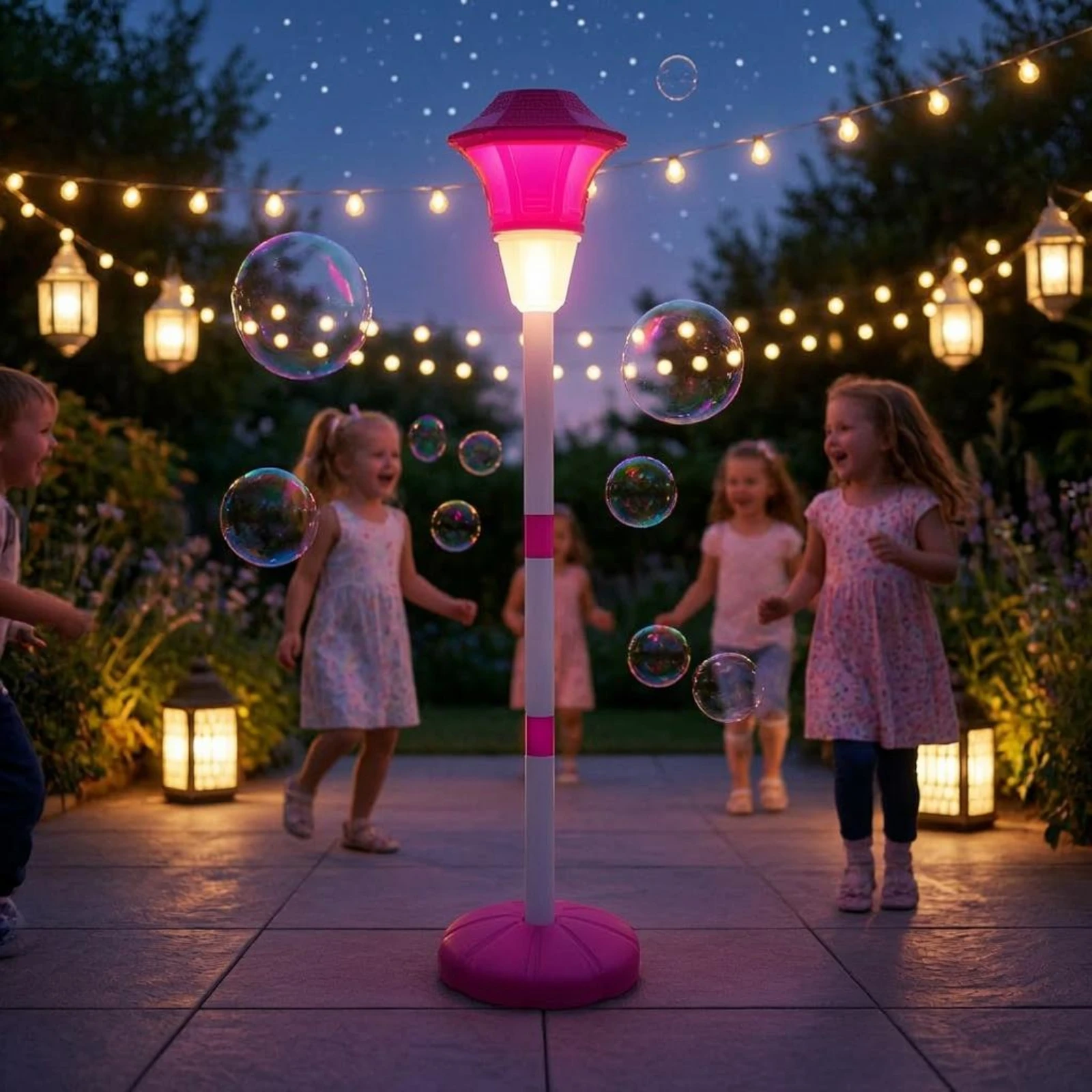 machine-a-bulles-lampe-de-rue-lanterne-electrique-jouet-a-bulles-jouet-d'exterieur-sections-de-poteau-en-plastique