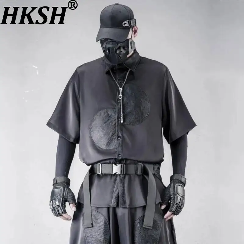 

HKSH Dark China-Chic Niche High-end Embroidered Short-Sleeve Shirt Spring Summer New Men Tide Loose Thin Shirts Chic Ins HK20920