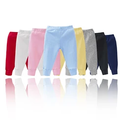 Spring And Autumn Newborn Baby Clothes Boys Girls Leggings Solid Color Cotton Soft Causal  Elastic Band Toddler Pants 0-24M