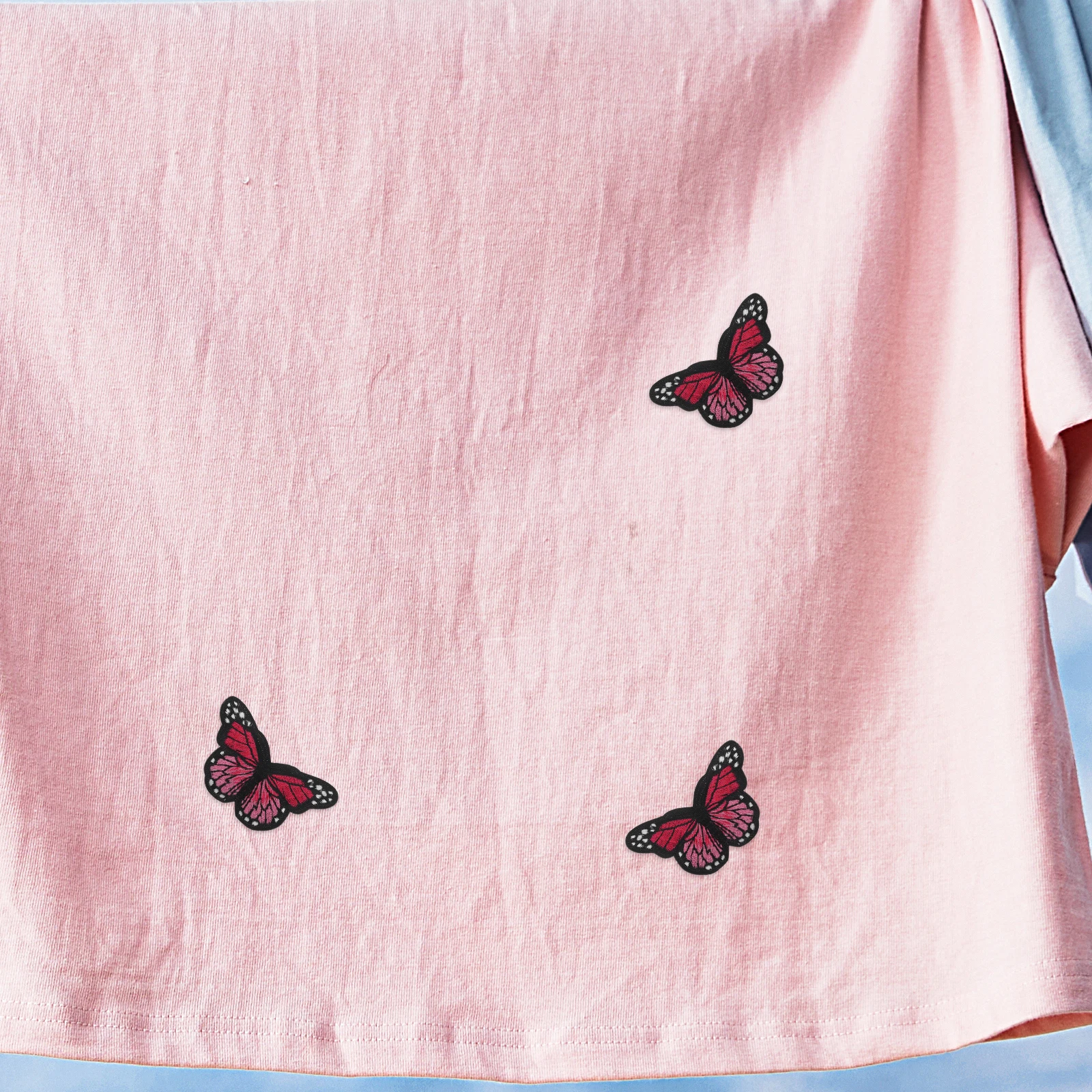 

10pcs Large Light Red Butterfly Embroidered Patches Iron On Applique Sewing DIY Fabric Transfers Clothes Bags Accessories