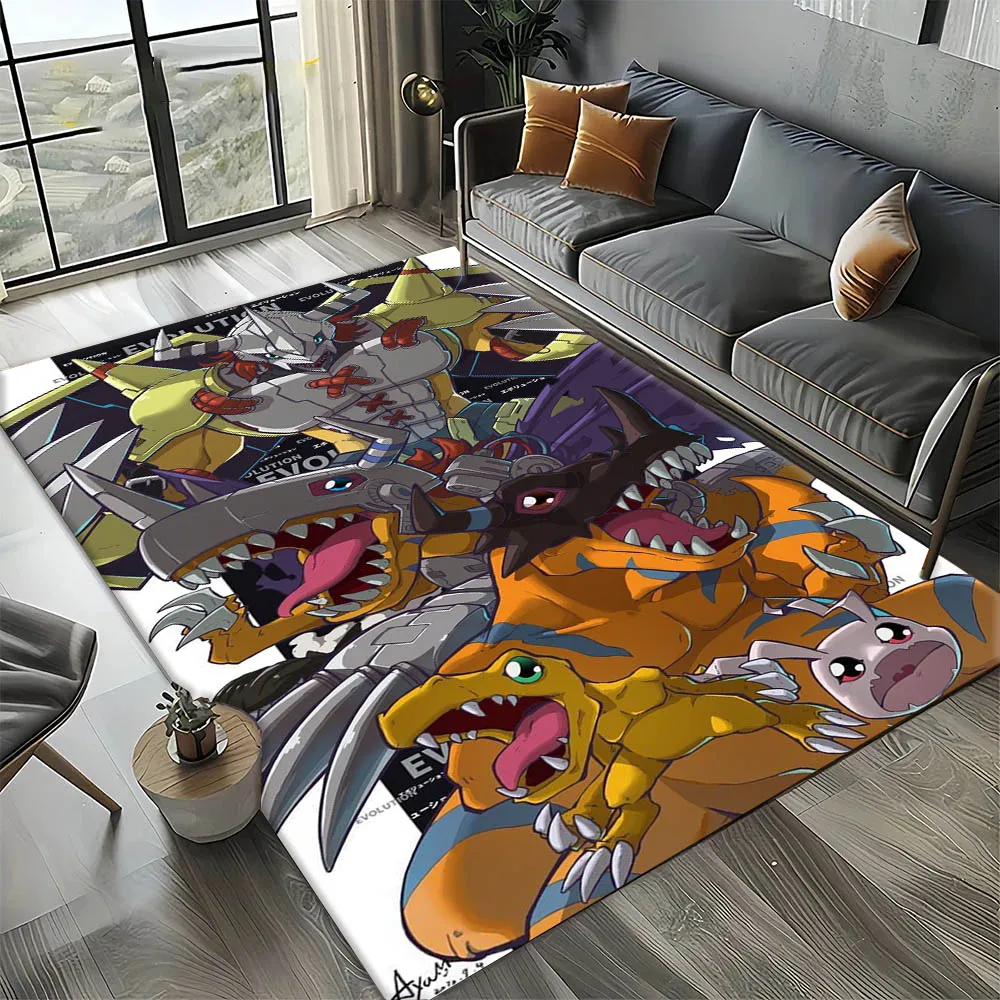 D-Digimon Adventure‌ Manga Cartoon 3D Carpet Rug Art for Room Decor Home Kitchen KidsDoor Gift Kids Area Rug Non-slip Floor Mat