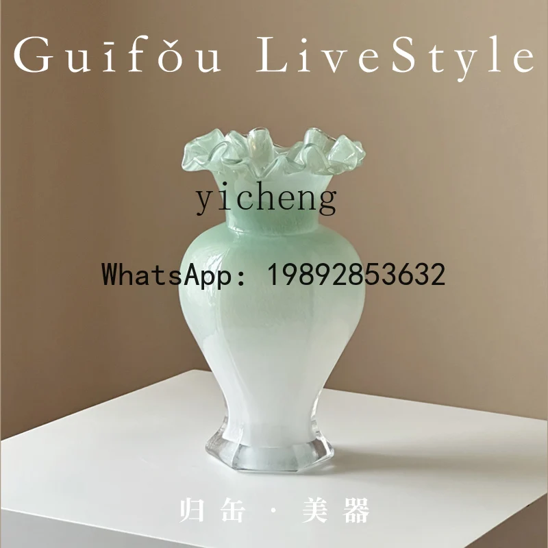 

X7 pearlescent colorful handmade glass vase fishtail flower ware home decoration table decoration