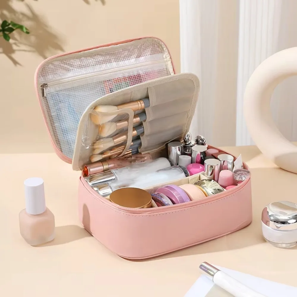 PU Leather Cosmetic Bag​​ Large Capacity Multi-function ​​Makeup Bag​​ ​​Luxury​​ Waterproof Storage Bags High-End Toiletry