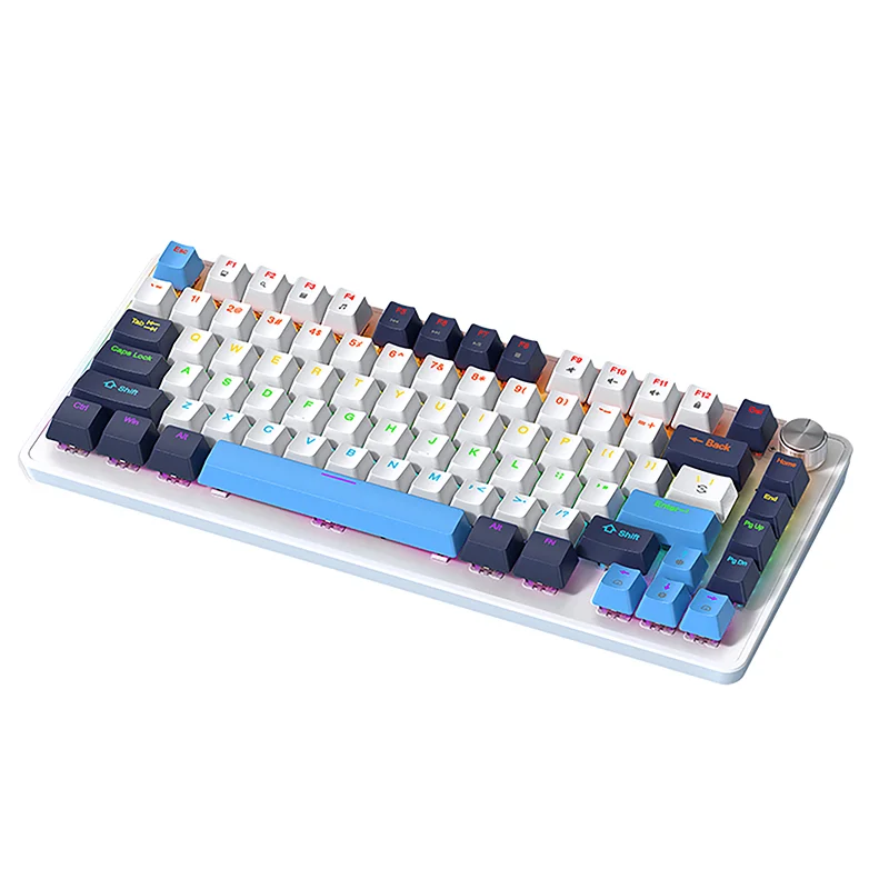 K82 Multifunctional Knob Wired Mechanical Keyboard,75% layout 82 Keys,Full Key Hot Swappable,Cool Backlight,Windows&Mac