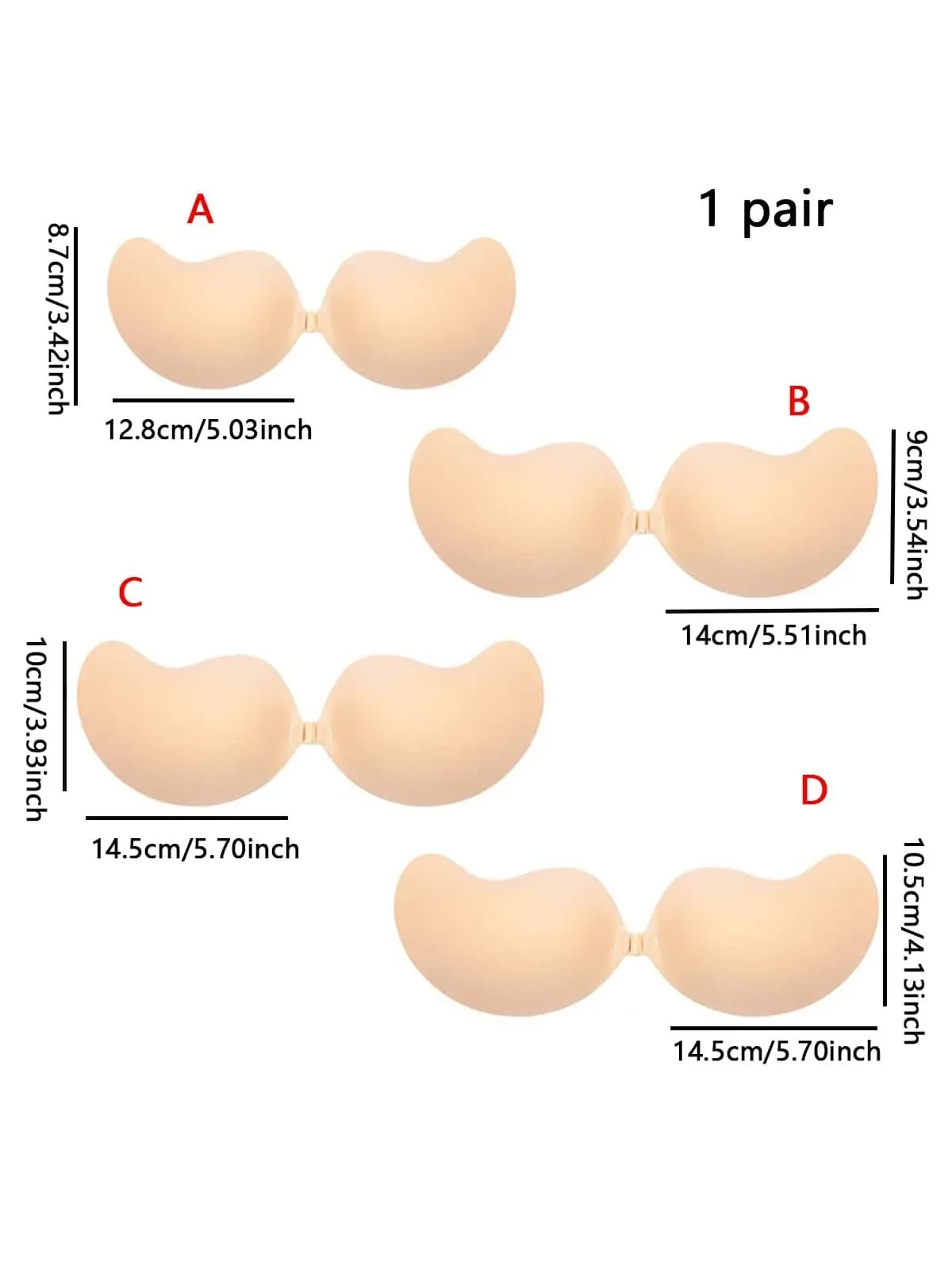 زوج واحد من حمالة صدر غير مرئية من السيليكون لكوب المانجو للنساء مع ملابس داخلية مجمعة رفيعة