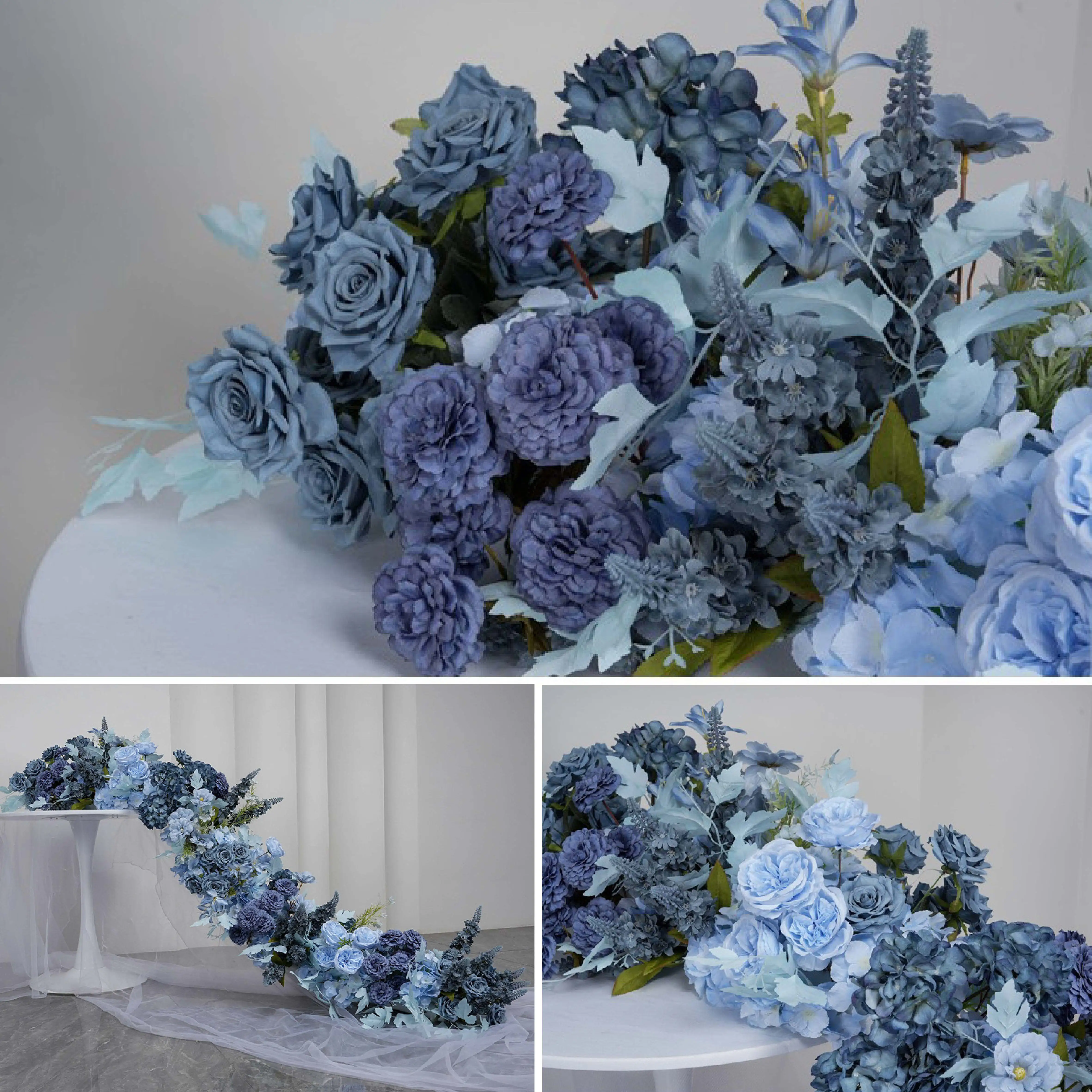 Blue Rose Artificial Flower for Wedding Decoration Ceremony Rose Runner Flower Engagenment Leading Road Flower Living Room Decor