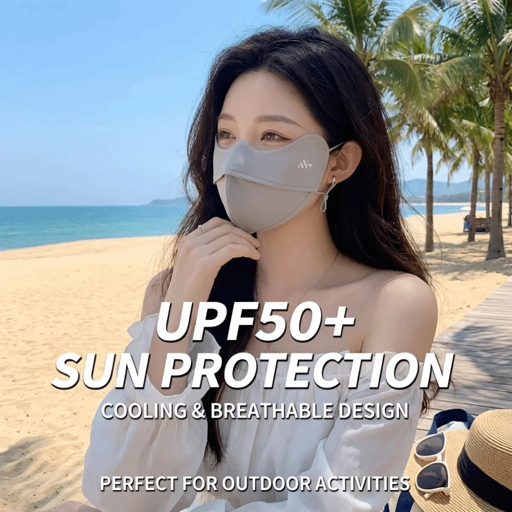 UPF50+ Sunscreen Face Mask Contour The Face Running & Cycling UV Protection Face Cover Facial Breathable Facekini Summer