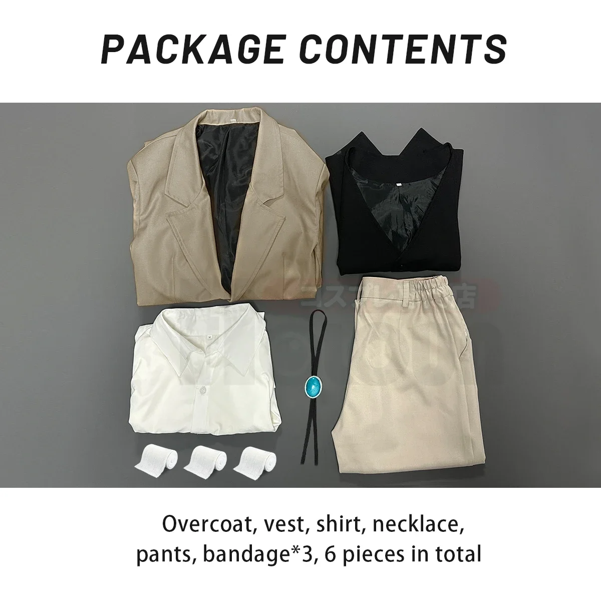 Cosplay Bungo Anime Osamu Dazai Cosplay disfraz peluca forro de gran tamaño abrigo pantalones elásticos chaleco camisa colgante uso diario Cos