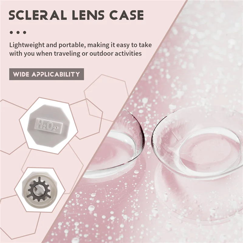 PZHI-3 Pieces Portable Hydrogen Peroxide Contact Lens Case Cleaner, Eye Scleral Contact Lens Stiff Clip Washer Machine
