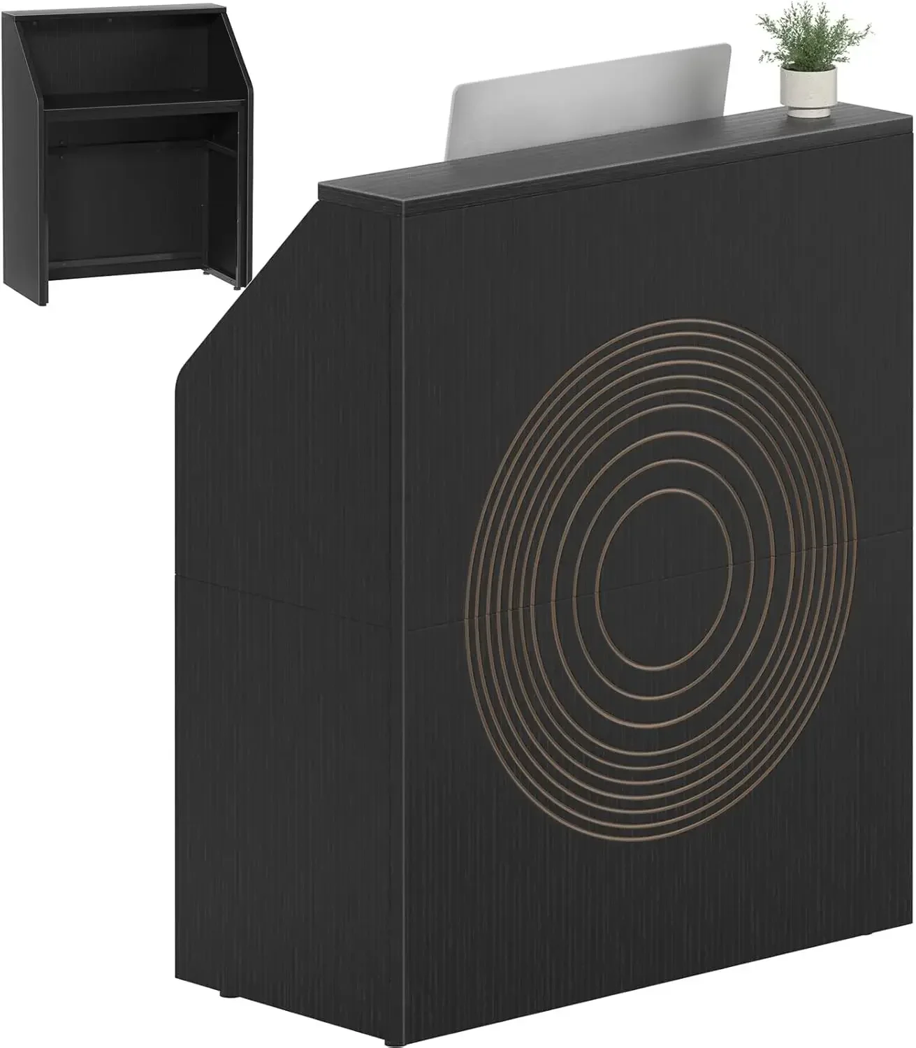

Small Black Reception Desk with Counter for Salon 31.5 Inch Front Modern Standing Receptionist Room Tables Checkout Counter for