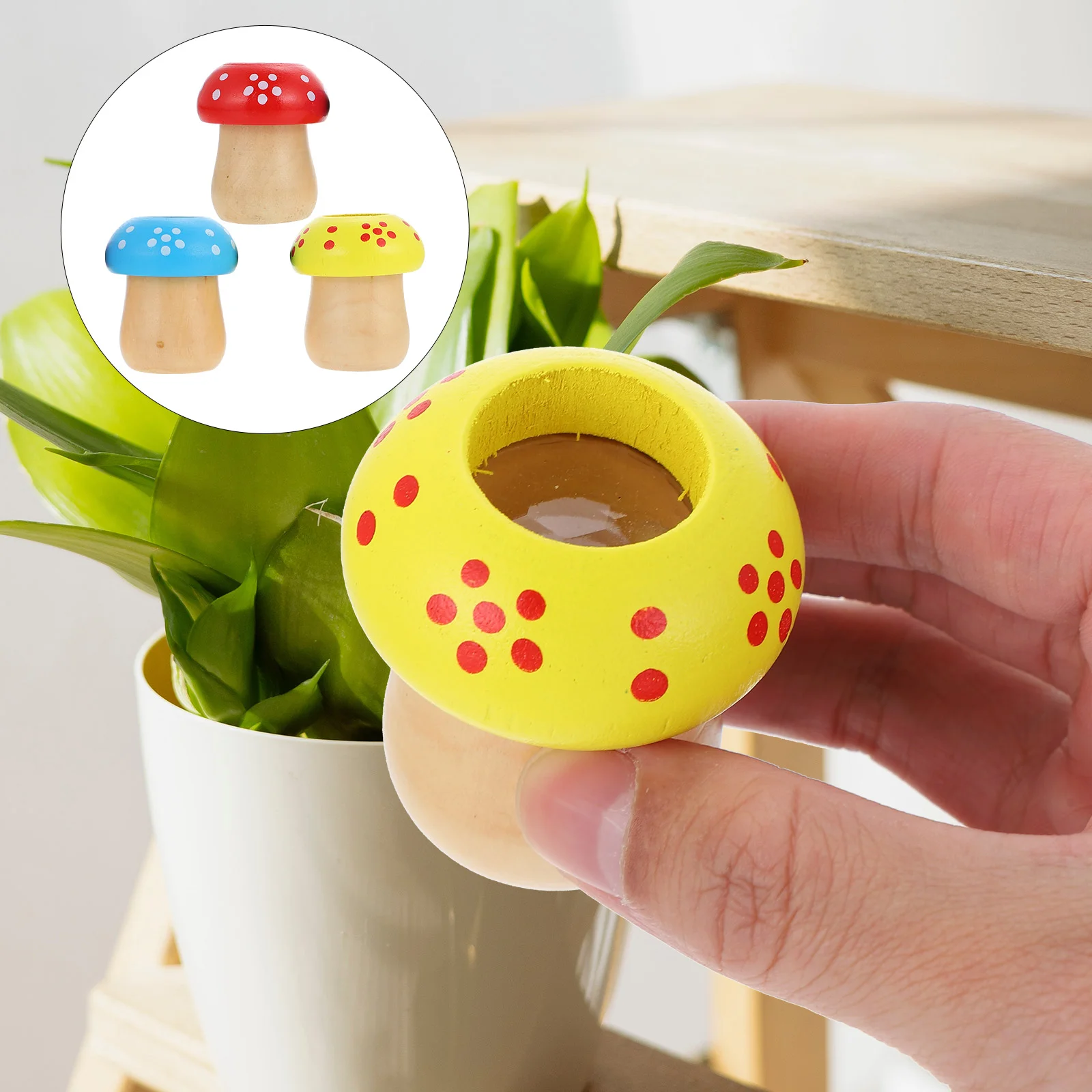 

3 Pcs Mushroom Kaleidoscope Imagination Toy Children Mini Children's Educational Plaything Wooden