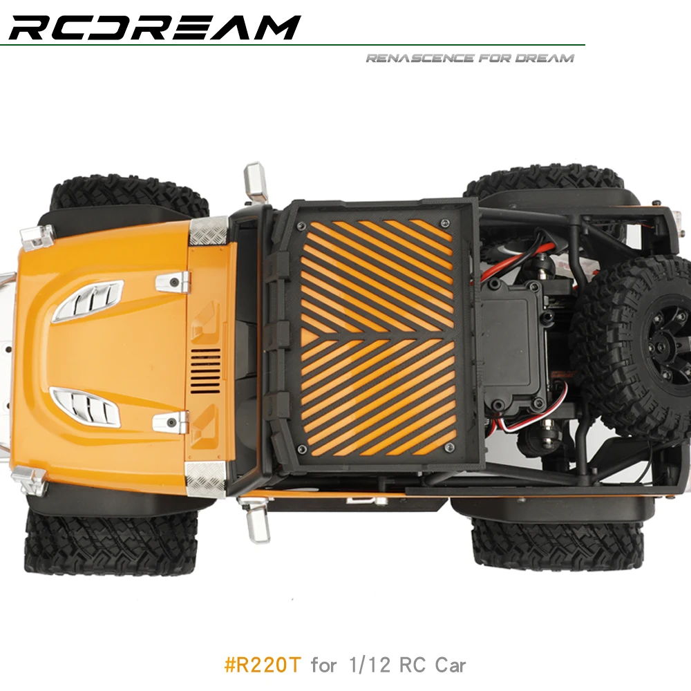 RCDream 1/12 แร็คหลังคา 3D พิมพ์กระเป๋าเดินทาง/Spotlight สําหรับ MJX H12Y อัพเกรดตัวเลือกอะไหล่ # R220S