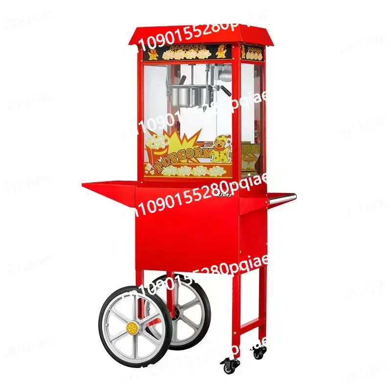 220V Popcorn Machine Commercial Tempered Glass Belt Cart Movie Theater KTV Popcorn Machine Luxury Roof Popcorn Machine