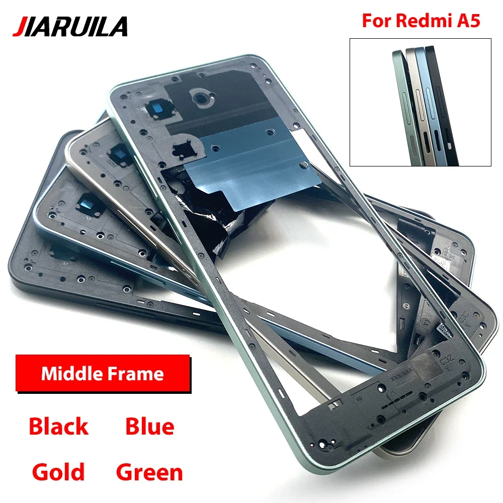 

10Pcs , For Xiaomi Redmi 13C 13 14C A5 Middle Frame Housing Case Bezel Cover With Side Button Key