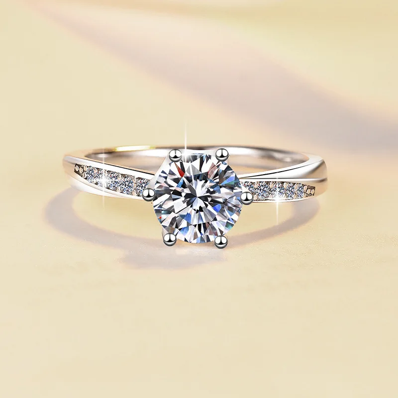 

PT950 Platinum 1Ct Moissanite round Six-Prong Ring Women's - Anti-tarnish hypoallergenic, shiny noble, wear & gifting ideal