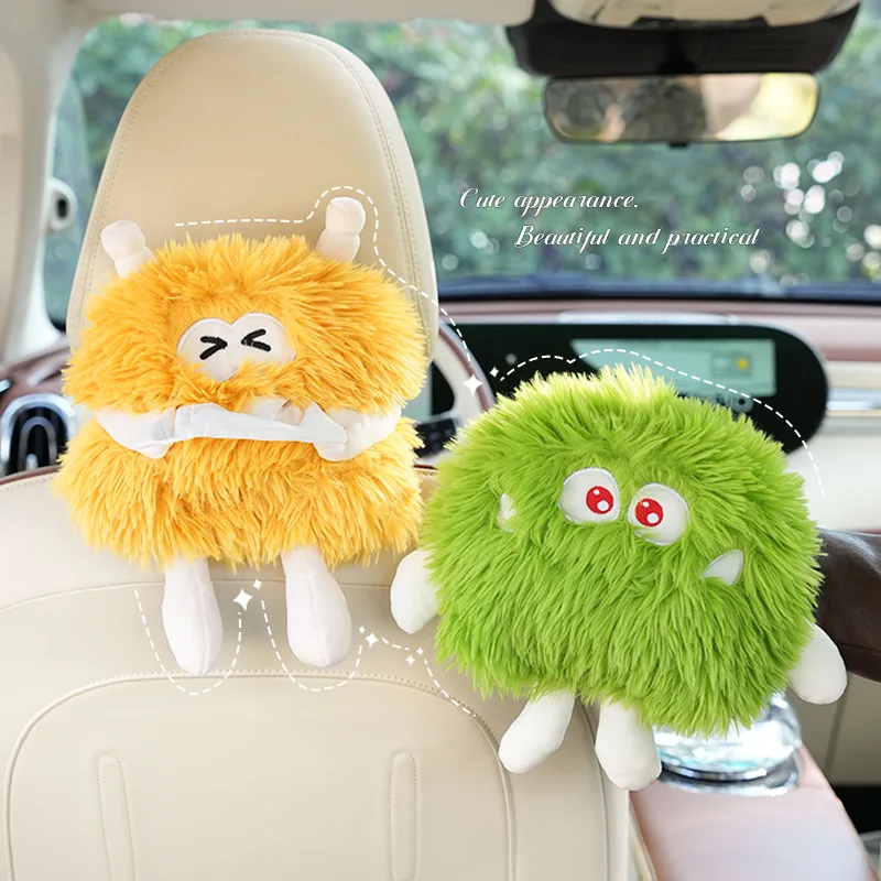 Car Tissue Box Premium Sense Cute Little Monster Creative Hanging Armrest Box Sun Visor Car Inner Draw Paper Box Tissue Bag