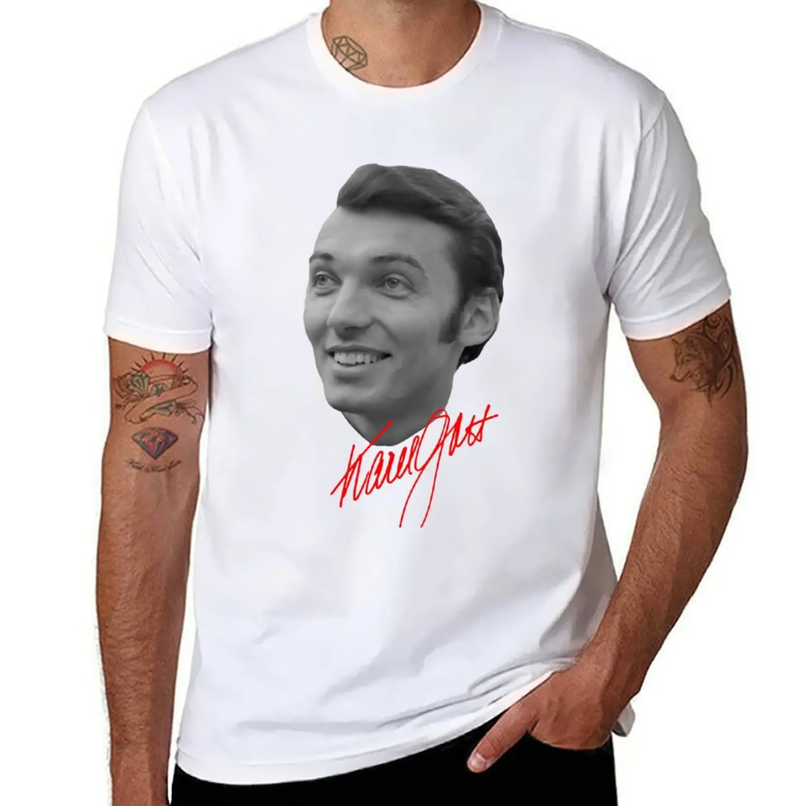 

Karel Gott with signature T-Shirt t shirt for man 100 percent cotton t shirts for man cotton soft T-Shirt