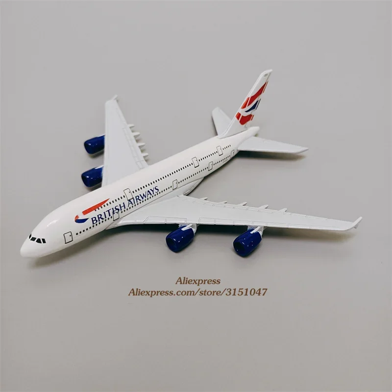 Modèle réduit d'avion Airbus 380, en alliage métallique, lavable, 16cm, avec support, pour enfants