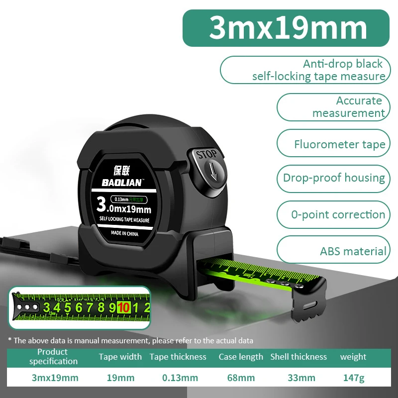 3/5/7.5/10M Self Locking Fluorescent Steel Tape Measure High Precision Metric Measuring Tape Wear-resistant Widened Meter Ruler