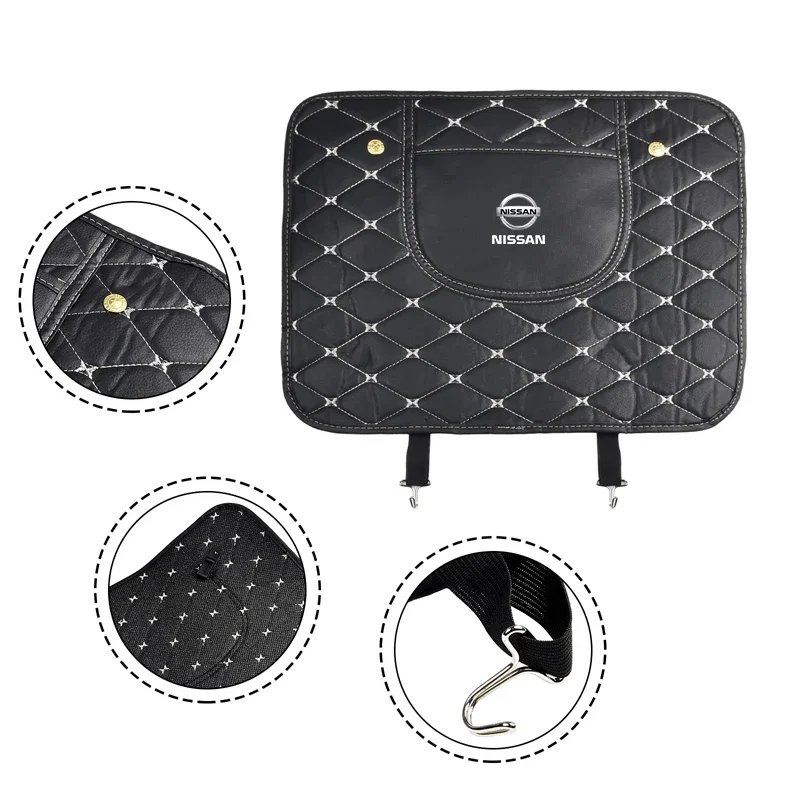 Car Anti-kick Pad Interior Pu Leather Auto Seat Back Protector Pads Anti Scratch For Nissan Nismo GTR Tiida Wheel Center Caps