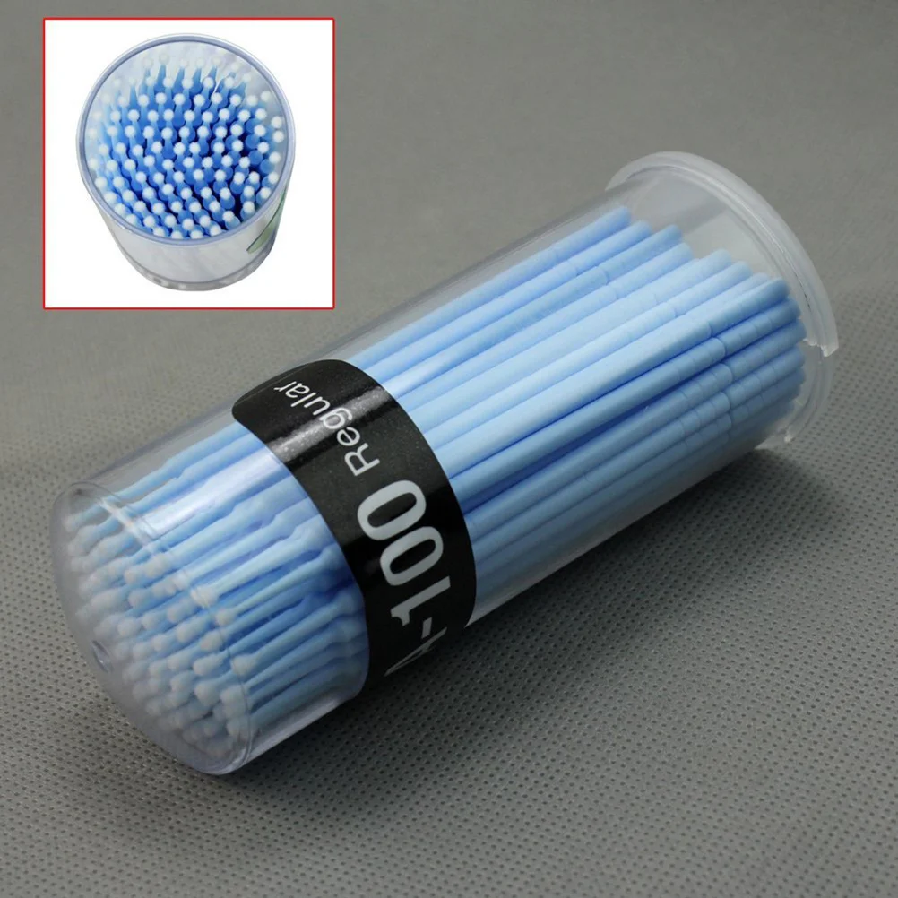 100Pcs Eyelash Adhesive Remover Cotton Swab Micro Brush Applicators for False Eyelashes Cleaner Disposable Extension Lash Tool