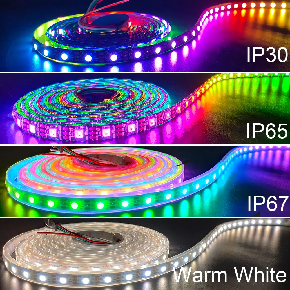 1M-5M SK6812 RGBWW Individual Addressable Led Strip DC5V Mirip WS2812B WS2812 RGBW 30/60/144Leds/M Lampu Led IP30/IP65/IP67