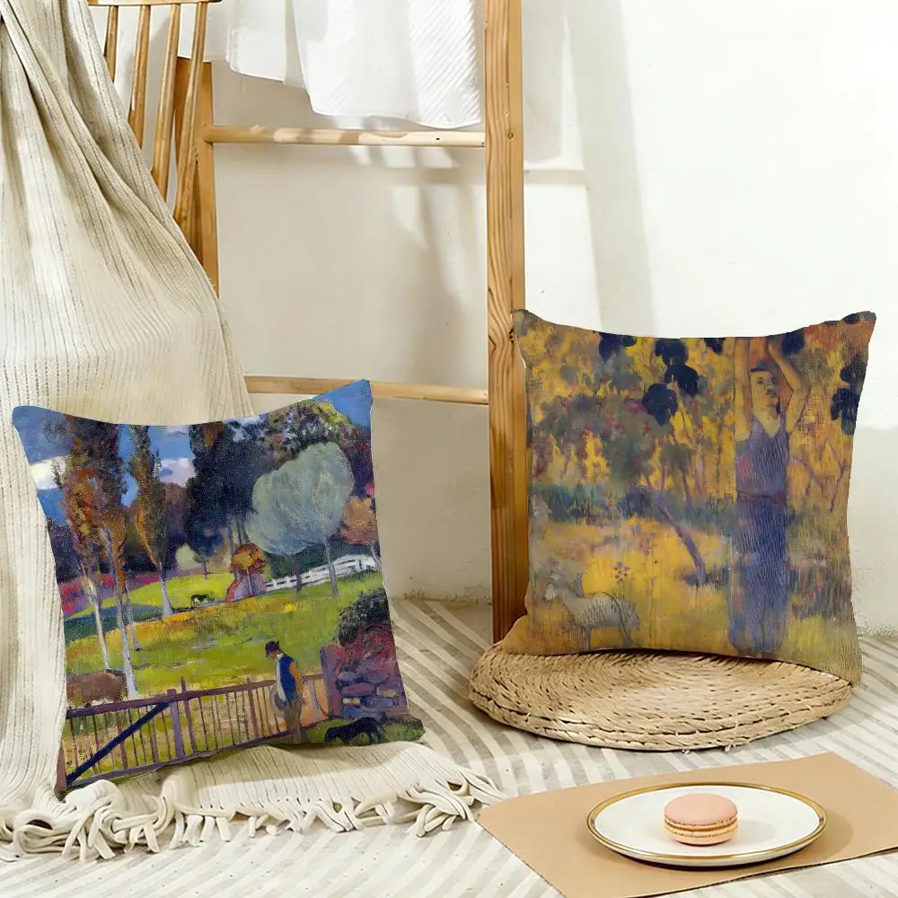 Postimpressionist Painter P-Paul Gauguin Cushion Cover Cozy Pillowcase Holiday House Interior Sofa Bedroom Accessories