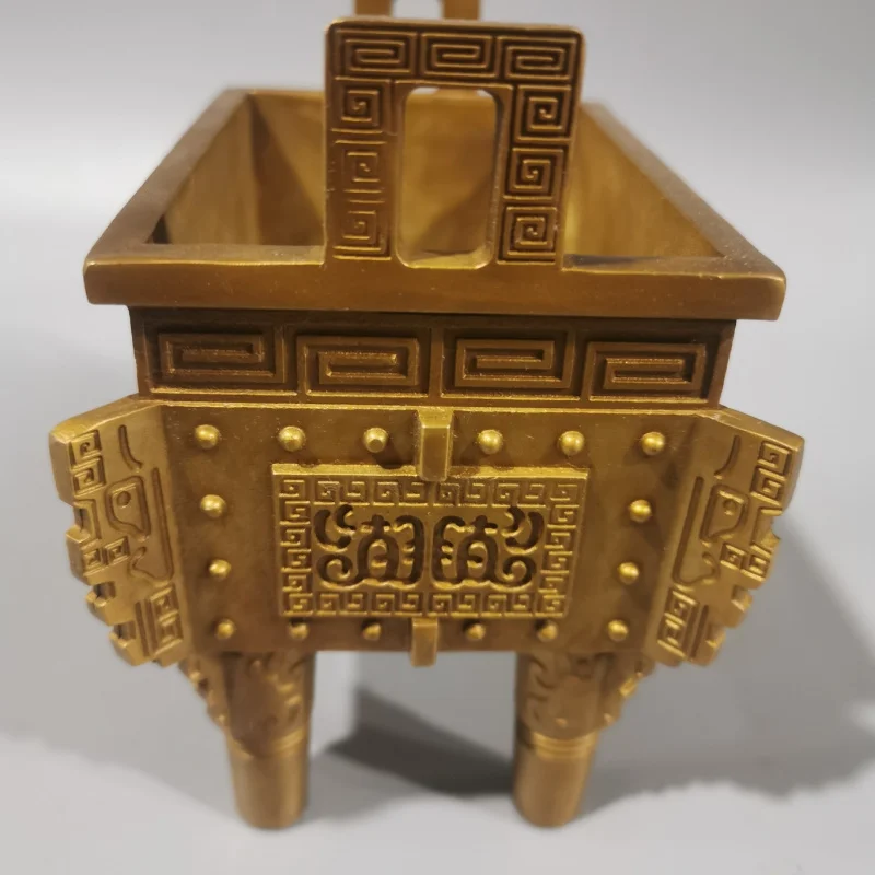 Dingsheng Qianqiu Antique - Old-fashioned Copper Incense Burner, Home Decorative -sided Four-legged Double-ea