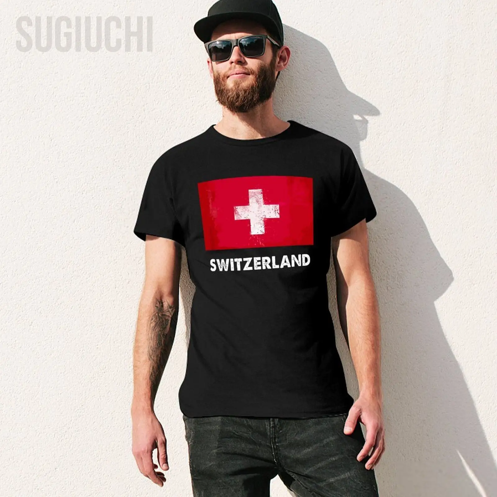 Unisex Men Switzerland Flag Shirt  Swiss Tshirt Tees O-neck T Shirts Women Boys 100% Cotton T-Shirt