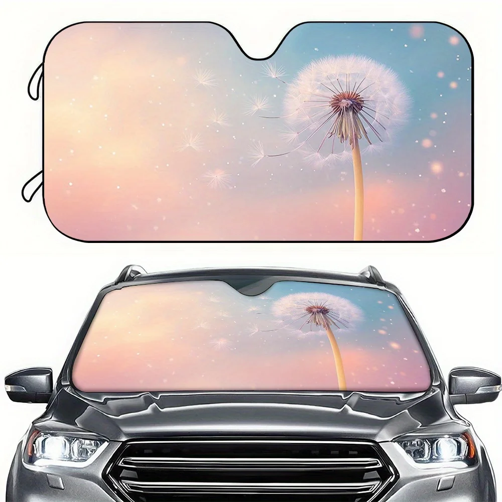A Car Sunshade Featuring A Dreamy Dandelion Design, High-Definition Printed Sun Visor For The Front Windshield, Blocks Sunlight,