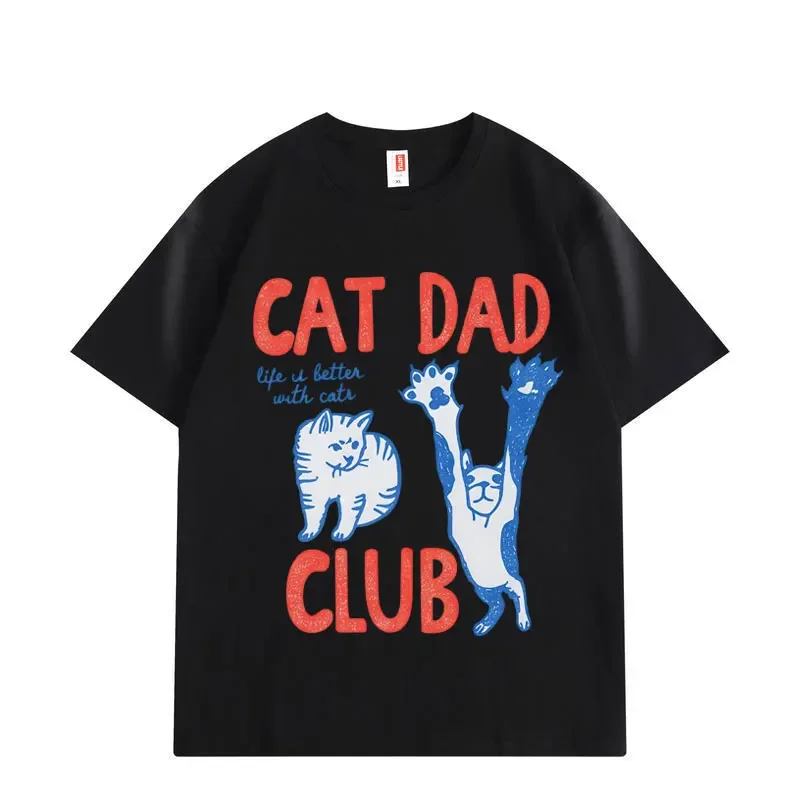 Cat Dad Club Funny T-shirts Men Women Clothing Casual Fashion T-shirt Summer High Quality Cotton Oversized T Shirts