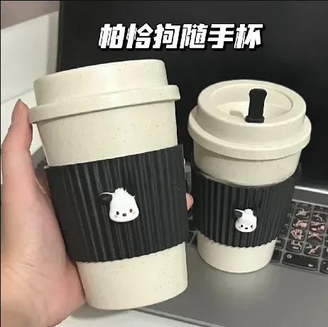 

Pochacco Handy Cup Hello Kitty American Coffee Cup Cinnamoroll High Temperature Resistant Portable Kuromi with Lid and Anti-fall