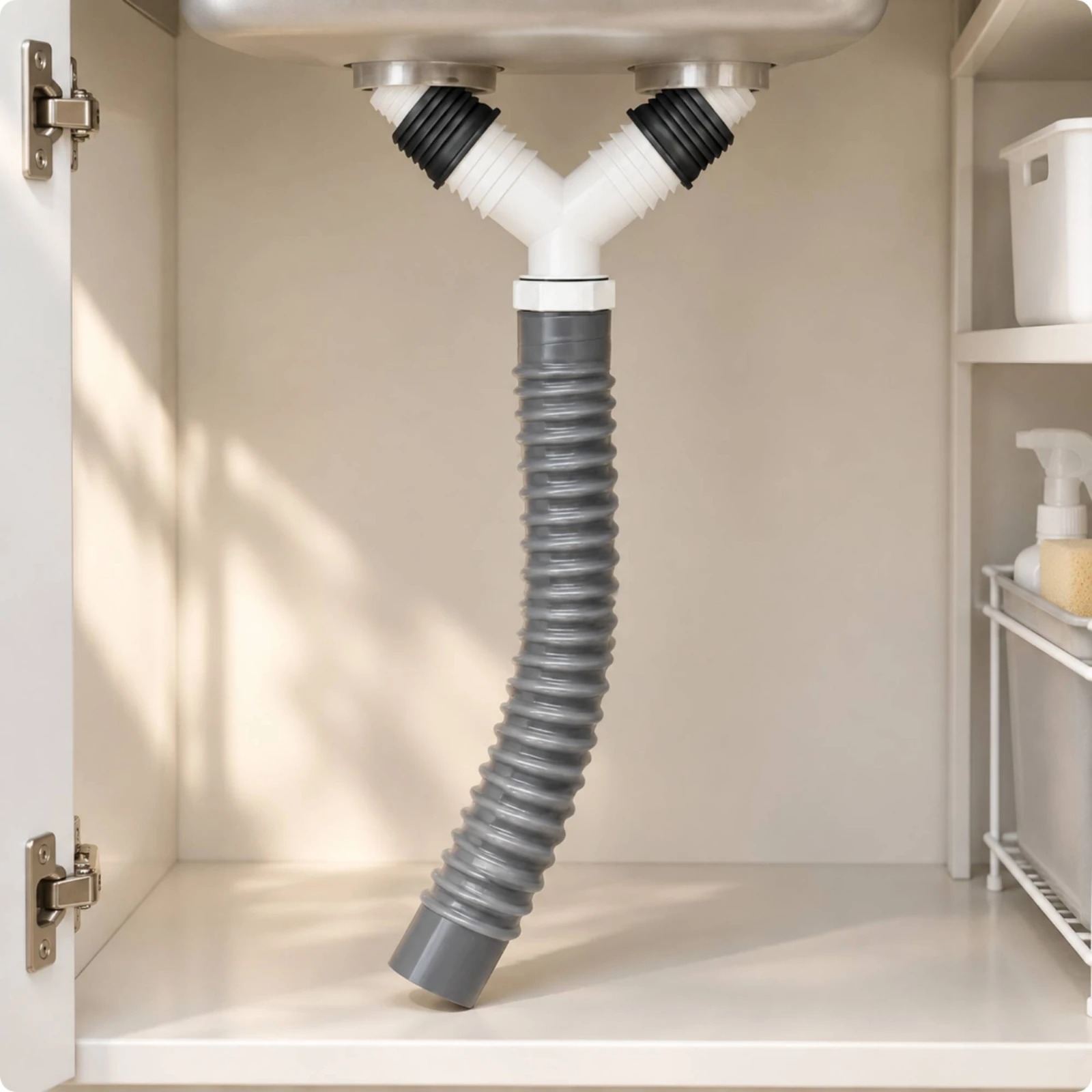 Y-Shaped Drain Hose Assembly Secure Connection Double Inlet Drain Hose Assembly Long-Lasting Adjustable for Laundry Areas