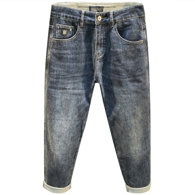 Jeans da uomo di fascia alta di lusso leggero autunno nuovo 2024 moda ricamata slim stretch comodi pantaloni skinny in denim