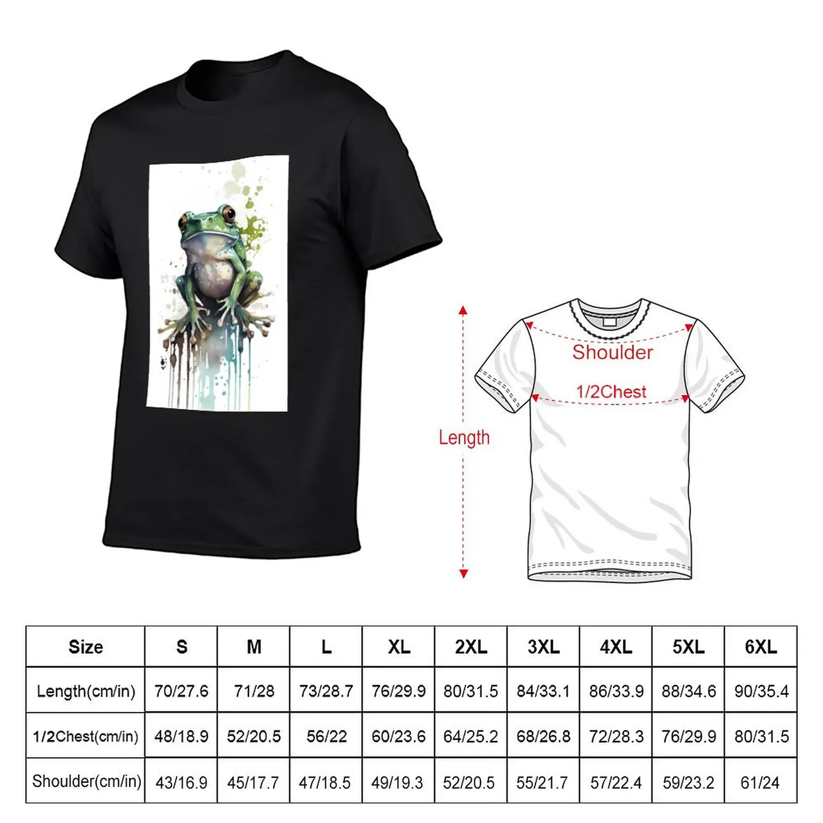 Water Colour Painted Frog T-Shirt cute clothes korean fashion boys whites men t shirts high quality