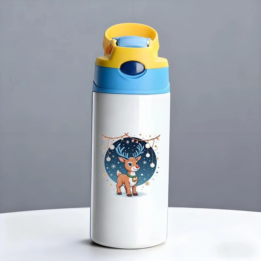 304 كوب حراري من الفولاذ المقاوم للصدأ كارتون سانتا كلوز للأطفال كوب بقشة مانع للتسرب محمول لطيف للأطفال كوب ماء عيد الميلاد ز