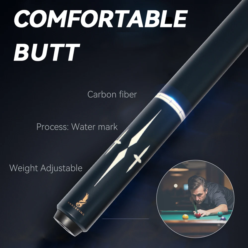 

Black Tech Carbon Fiber Pool Cue 8 Joint Connector 12 9mm Big Head Cue for Black 8 9 Ball