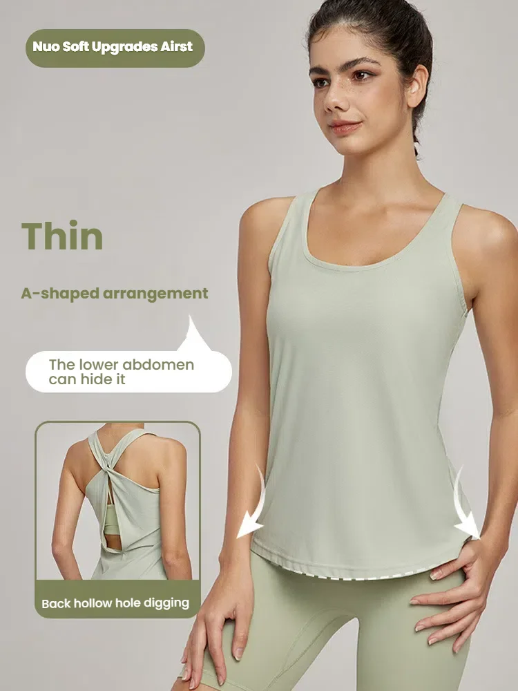 Women top Sexy Hollow-Out Yoga Cover-Up Slim Fit Sports Shirt Breathable Lightweight Gym Top Loose Tanks & camis woman clothing