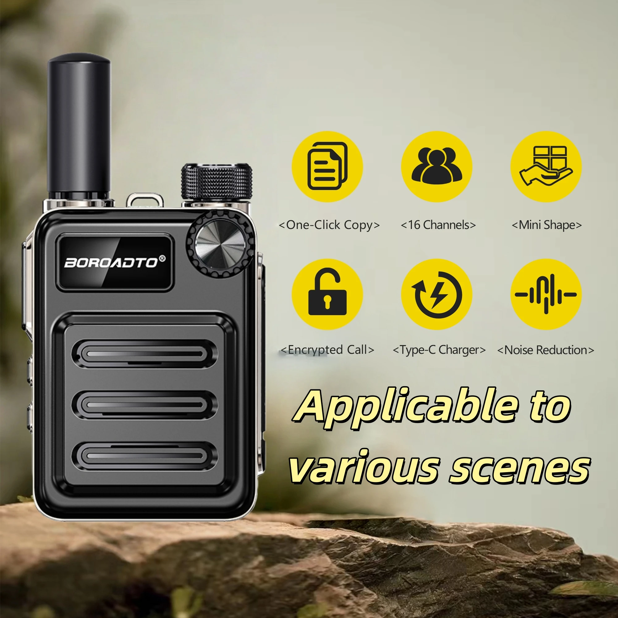 UHF 400-470MHz PMR446 Walkie Talkie 16 Channels Long Range Rechargeable Mini Handheld Two Way Radio with USB Charger for Camping