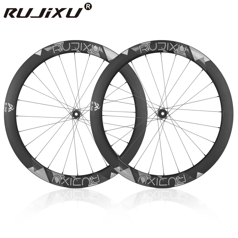 1435g RUJIXU 6 pawls Carbon Wheels Disc Brake 700c Road Bike Wheelset UCI Quality Carbon Rim Center Lock Or 6-blot road wheel