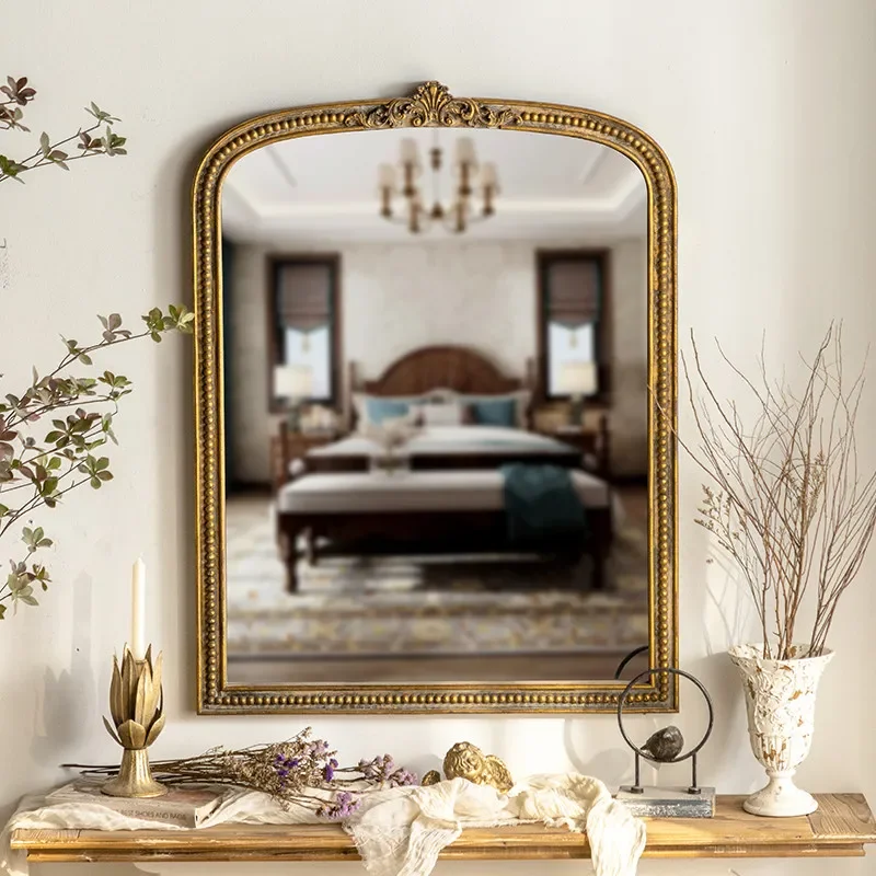 carved makeup mirror, living room wall decorative mirror, wall-mounted fuselage mirror